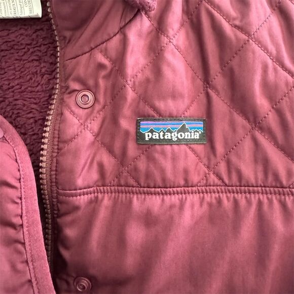 Patagonia Girls' Reversible Hoody Jacket Purple Size L Quilted Fleece - Picture 4 of 9